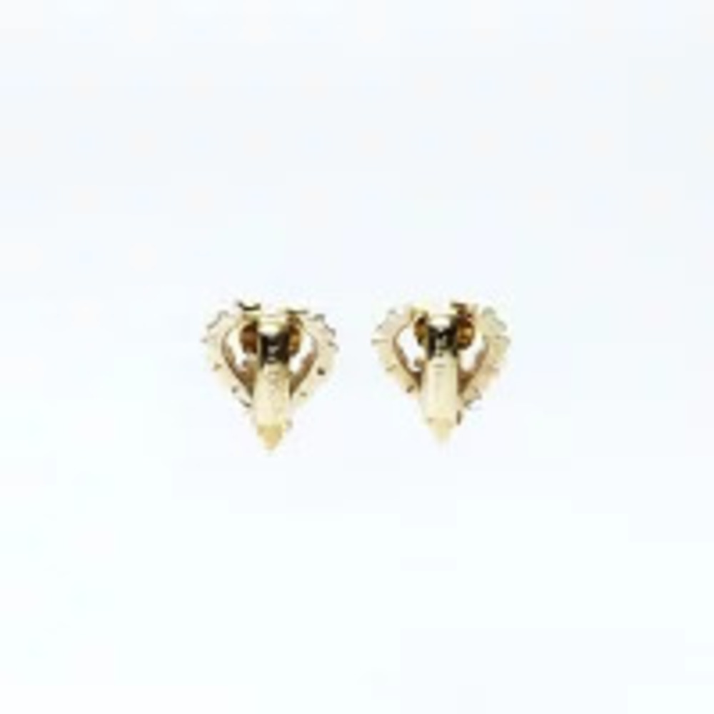 Christian Dior rhinestone heart earrings gold